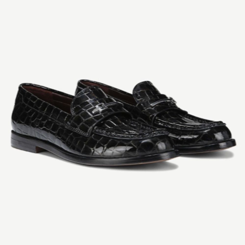 Franco Sarto Riley Loafer In Black Croc Print Leather